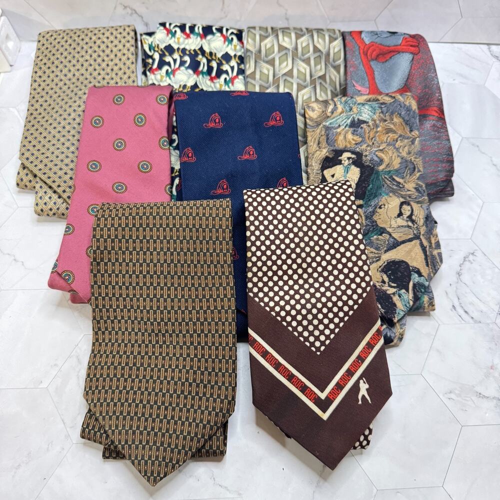 Lot of 9 Neck Ties Designer Most Silk Jos A Bank Pulitzer Kenneth Cole ROC